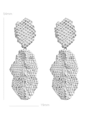 Two Piece Iguana Drop Earrings Silver