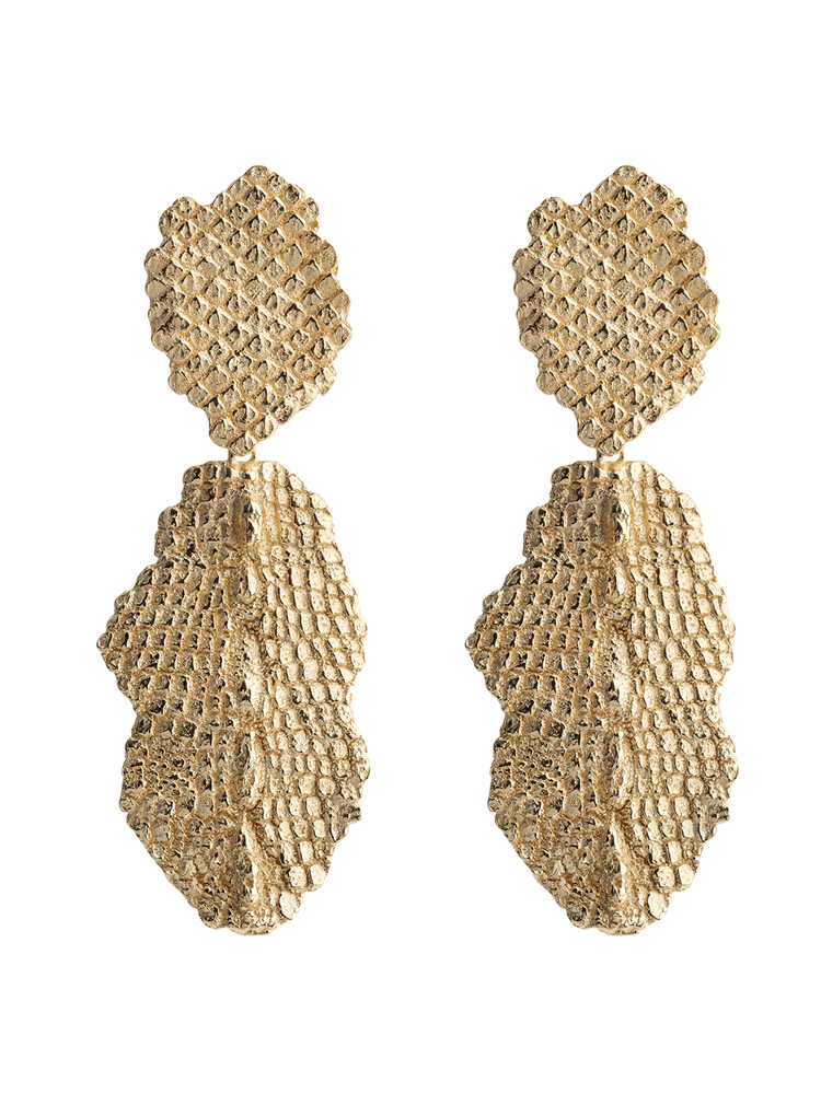 
            
                Load image into Gallery viewer, Two Piece Iguana Drop Earrings Gold
            
        