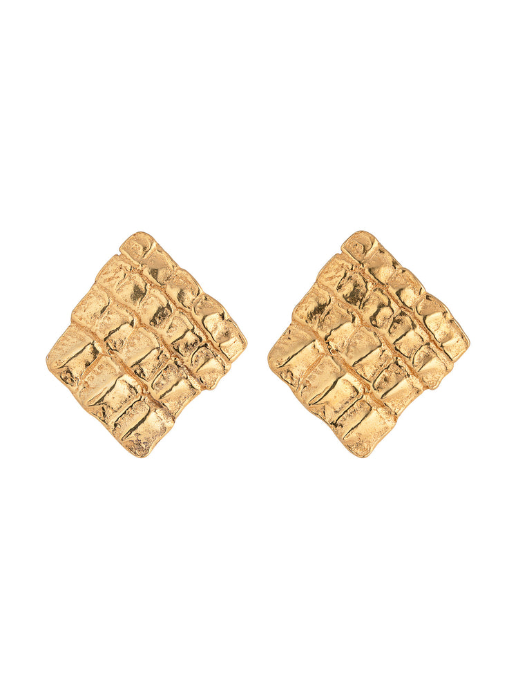 Iguana Square Earrings Gold