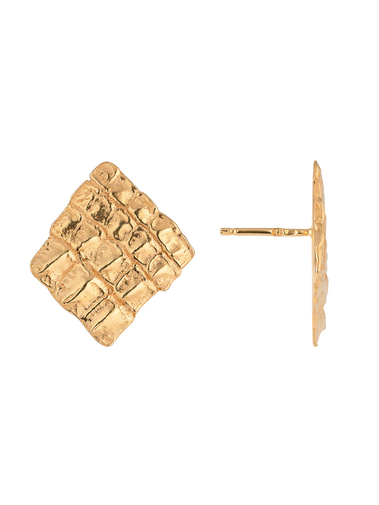 
            
                Load image into Gallery viewer, Iguana Square Earrings Gold
            
        