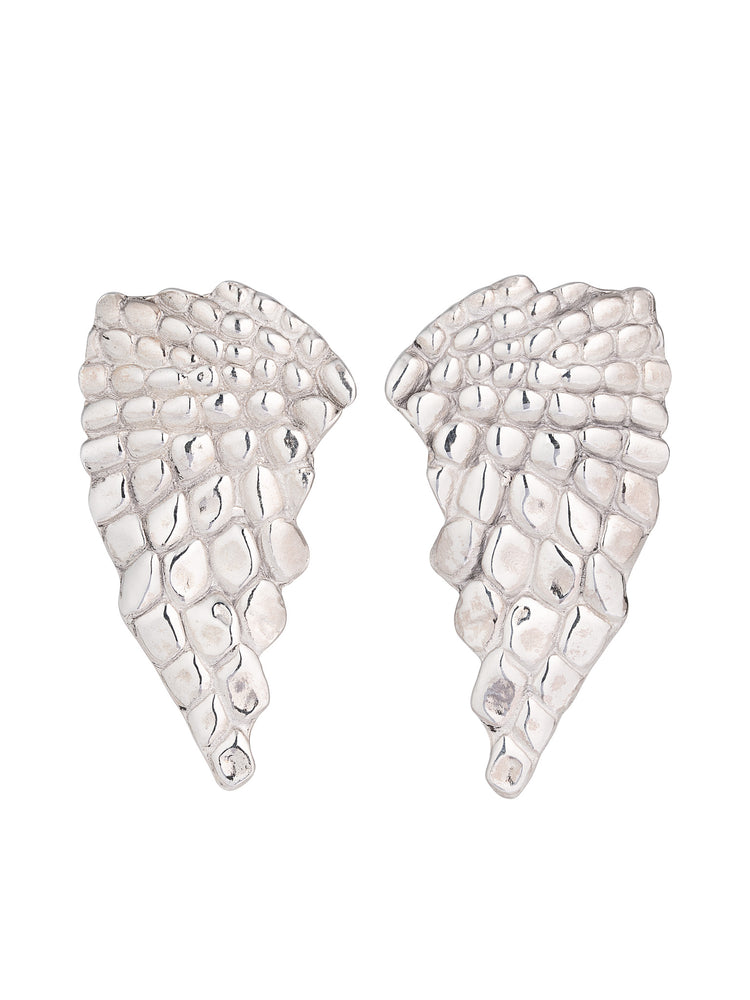 Iguana Angel Wing Earrings Silver