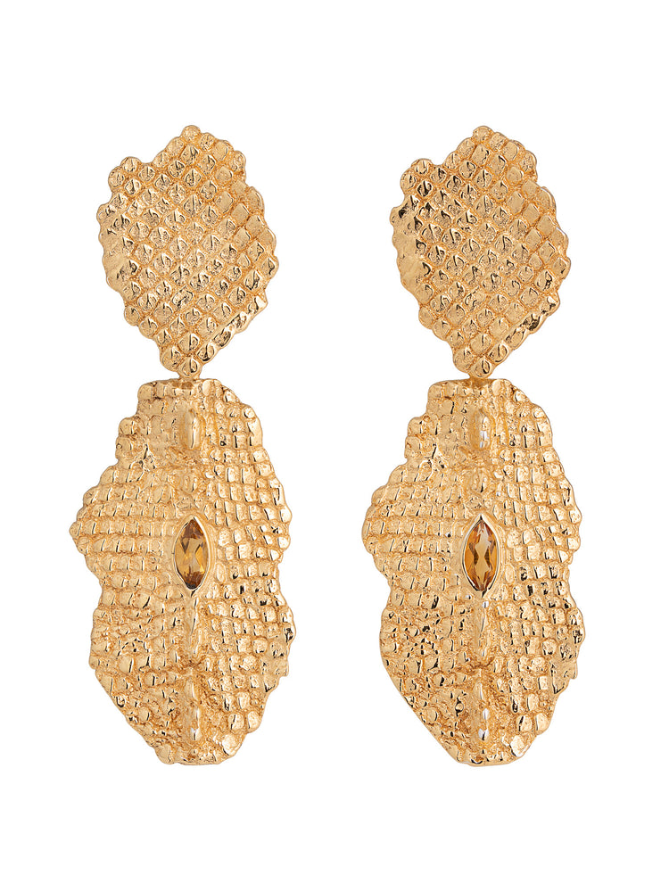 
            
                Load image into Gallery viewer, Citrine Iguana Drop Earrings
            
        