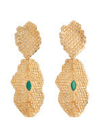 Green Agate Iguana Drop Earrings